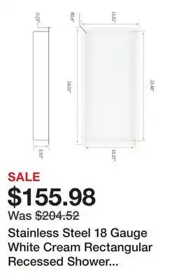Bed Bath & Beyond Stainless Steel 18 Gauge White Cream Rectangular Recessed Shower Niche 24x12 offer