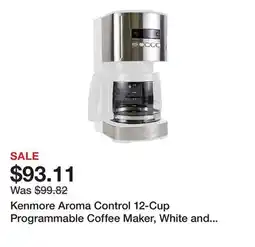 Bed Bath & Beyond Kenmore Aroma Control 12-Cup Programmable Coffee Maker, White and Stainless Steel, Reusable Filter offer