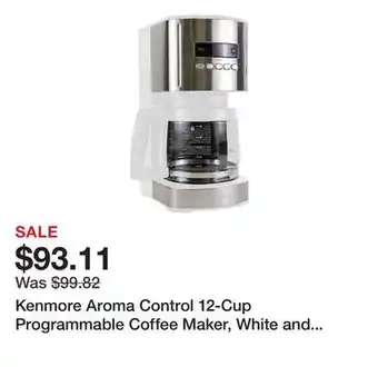 Bed Bath & Beyond Kenmore Aroma Control 12-Cup Programmable Coffee Maker, White and Stainless Steel, Reusable Filter offer