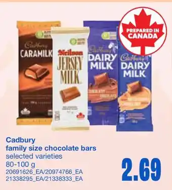 Wholesale Club FAMILY SIZE CHOCOLATE BARS, 80-100 G offer