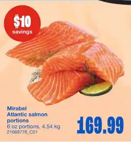 Wholesale Club MIRABEL ATLANTIC SALMON PORTIONS 6 oz portions 4.54 kg offer