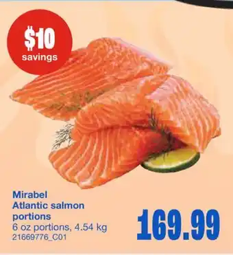 Wholesale Club MIRABEL ATLANTIC SALMON PORTIONS 6 oz portions 4.54 kg offer