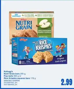 Wholesale Club KELLOGG'S NUTRI-GRAIN BARS, 295 G, POP-TARTS, 384 G OR RICE KRISPIES SQUARES BARS, 176 G offer