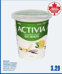 Wholesale Club ACTIVIA OR DANINO DRINKABLE YOGURT, 650 g/6 x 93 mL offer
