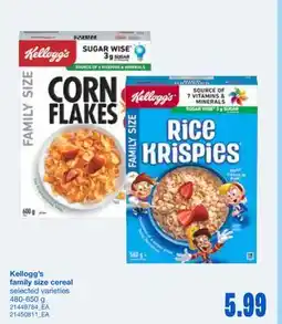 Wholesale Club KELLOGG'S FAMILY SIZE CEREAL, 480-650 G offer