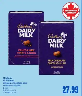 Wholesale Club CADBURY OR NEILSON, 24 CT offer