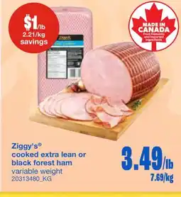 Wholesale Club ZIGGY'S COOKED EXTRA LEAN OR BLACK FOREST HAM offer