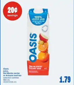Wholesale Club OASIS JUICE, DEL MONTE NECTAR OR ARIZONA ICED TEA, 960 ML offer