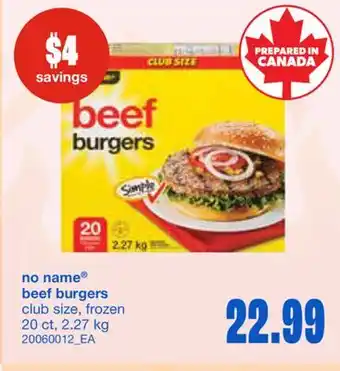 Wholesale Club BEEF BURGERS, 20 CT, 2.27 KG offer