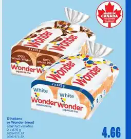 Wholesale Club D'ITALIANO OR WONDER BREAD, 2 X 675 G offer
