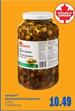 Wholesale Club SUNSPUN SLICED PICKLED JALAPEÑOS, 3.78 L offer