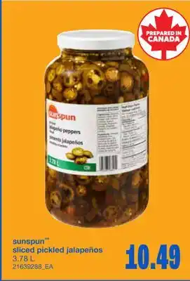 Wholesale Club SUNSPUN SLICED PICKLED JALAPEÑOS, 3.78 L offer