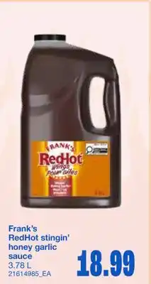 Wholesale Club REDHOT STINGIN' HONEY GARLIC SAUCE, 3.78 L offer