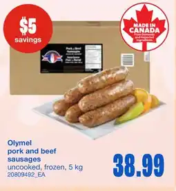 Wholesale Club OLYMEL PORK AND BEEF SAUSAGES, 5 KG offer