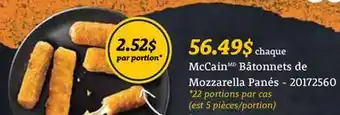 Wholesale Club BÂTONNETS DE MOZZARELLA PANÉS offer