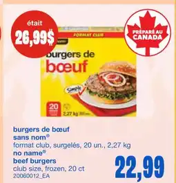 Wholesale Club BURGERS DE BŒUF, 20 un., 2,27 KG offer