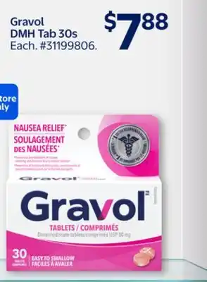 Walmart Gravol DMH Tab 30s offer