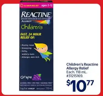 Walmart Children's Reactine Allergy Relief offer