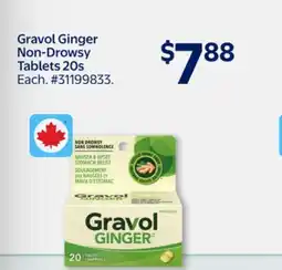 Walmart Gravol Ginger Non-Drowsy Tablets 20s offer