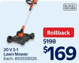 Walmart 20 V 3-1 Lawn Mower offer
