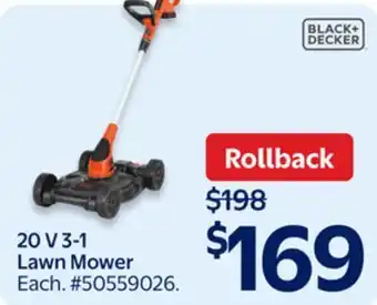Walmart 20 V 3-1 Lawn Mower offer