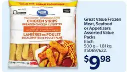 Walmart Great Value Frozen Meat, Seafood or Appetizers Assorted Value Packs offer