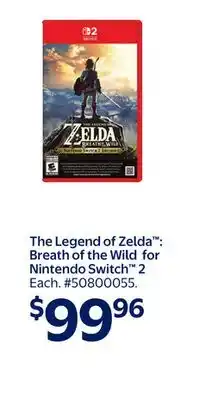 Walmart The Legend of Zelda : Breath of the Wild for Nintendo Switch 2 offer