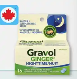 Walmart Gravol Ginger Nighttime Tablets with Melatonin 16s offer