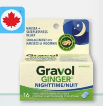 Walmart Gravol Ginger Nighttime Tablets with Melatonin 16s offer