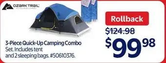 Walmart 3-Piece Quick-Up Camping Combo offer