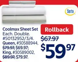 Walmart Coolmax Sheet Set offer