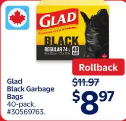 Walmart Glad Black Garbage Bags offer