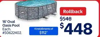 Walmart 16' Oval Oasis Pool offer