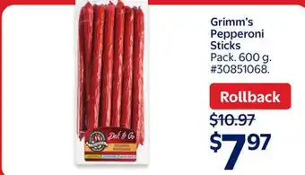 Walmart Grimm's Pepperoni Sticks offer