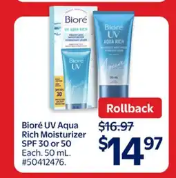 Walmart Bioré UV Aqua Rich Moisturizer SPF30 or 50 offer