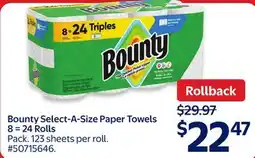 Walmart Bounty Select-A—Size Paper Towels 8 = 24 Rolls offer