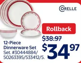 Walmart 12 Piece Dinnerware Set offer