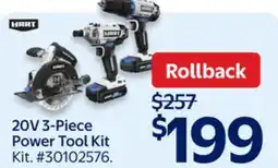 Walmart 20V 3-Piece power Tool Kit offer