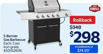 Walmart 5-Burner Gas Barbecue offer