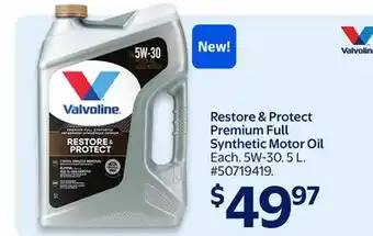 Walmart Valvoline Restore & Protect Premium Full Synthetic Motor Oil offer