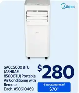 Walmart SACC 5000 BTU (ASHRAE 8500 BTU) Portable Air Conditioner with Remote offer
