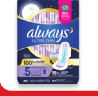 Walmart Always Ultra Thin pads 46S-62s offer