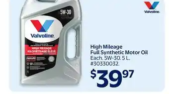Walmart Valvoline High Mileage Full Synthetic Motor Oil offer