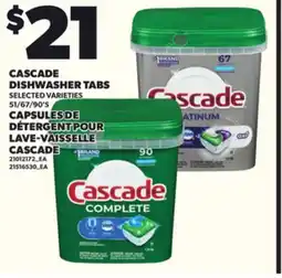 Independent Grocer CASCADE DISHWASHER TABS, 51/67/90'S offer