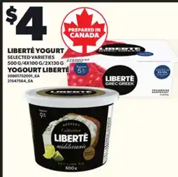 Independent Grocer LIBERTÉ YOGURT, 500 G/4X100 G/2X130 G offer