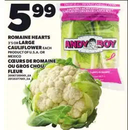 Independent Grocer ROMAINE HEARTS 3'S OR LARGE CAULIFLOWER offer