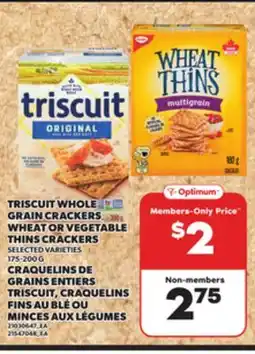 Independent Grocer TRISCUIT WHOLE GRAIN CRACKERS WHEAT OR VEGETABLE THINS CRACKERS, 175-200 G offer