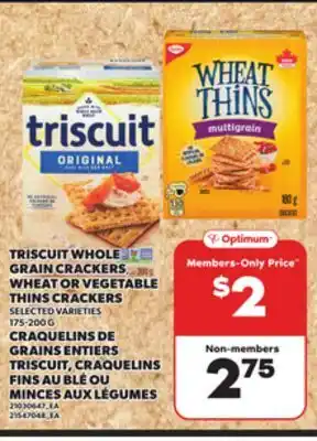 Independent Grocer TRISCUIT WHOLE GRAIN CRACKERS WHEAT OR VEGETABLE THINS CRACKERS, 175-200 G offer