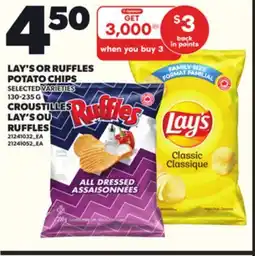 Independent Grocer LAY'S OR RUFFLES POTATO CHIPS, 130-235g offer