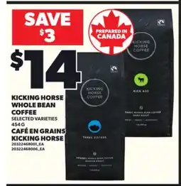 Independent Grocer KICKING HORSE WHOLE BEAN COFFEE, 454G offer